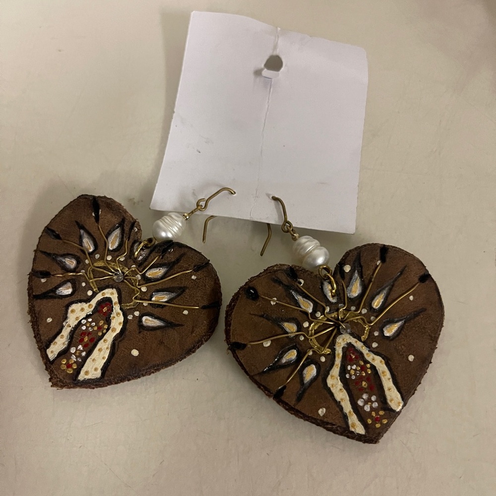handcrafted Real Leather artisan earrings